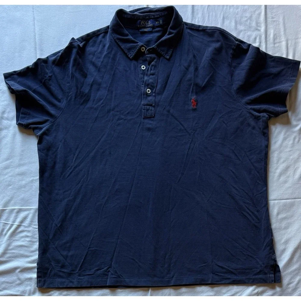 Polo‎ Shirt Men Extra Large XL Navy Blue Small Pony 100% Cotton Ralph Lauren